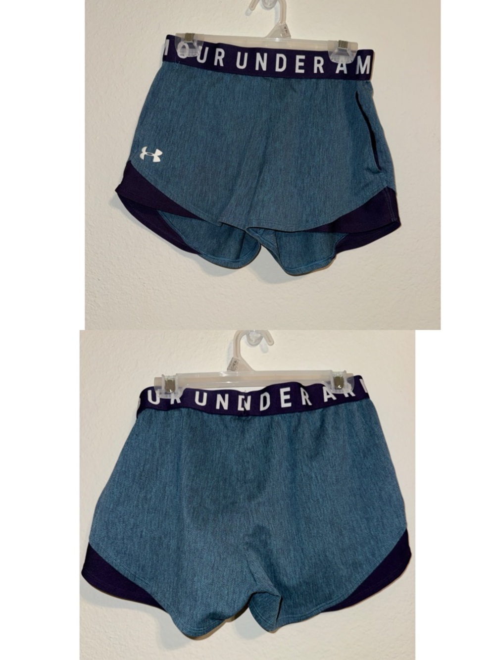 Under Armour Teal Blue Athletic Women’s Shorts with Navy Trim​